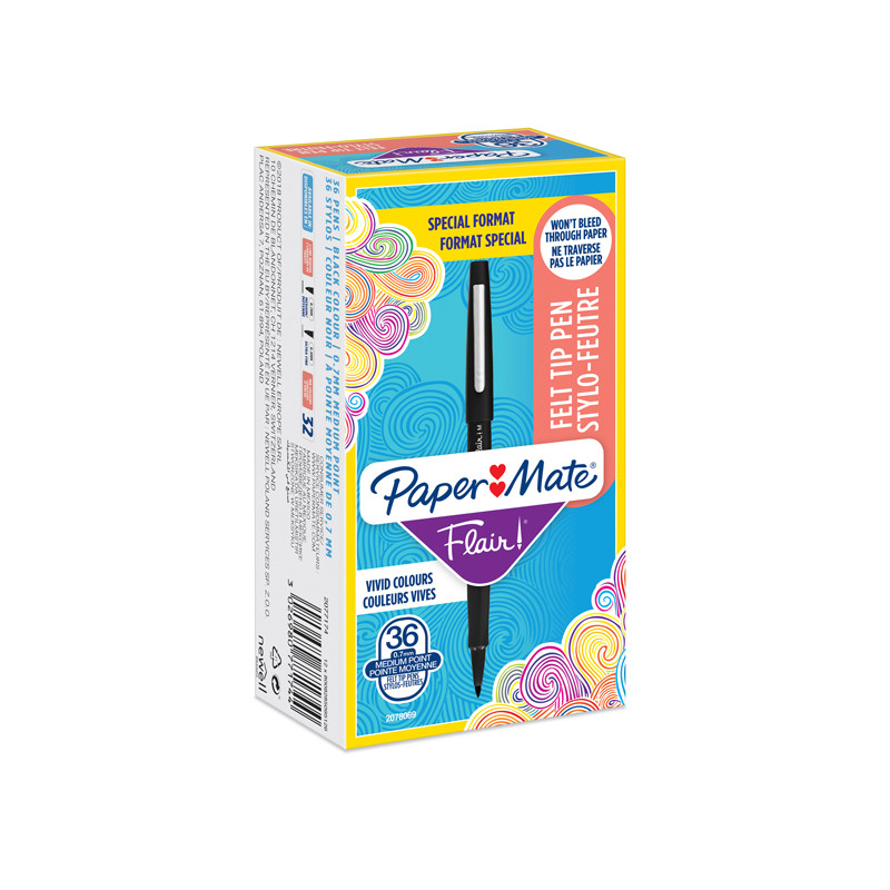 Confezione Value pack da 30+6 pennarelli Flair Nylon - punta feltro 1,10mm