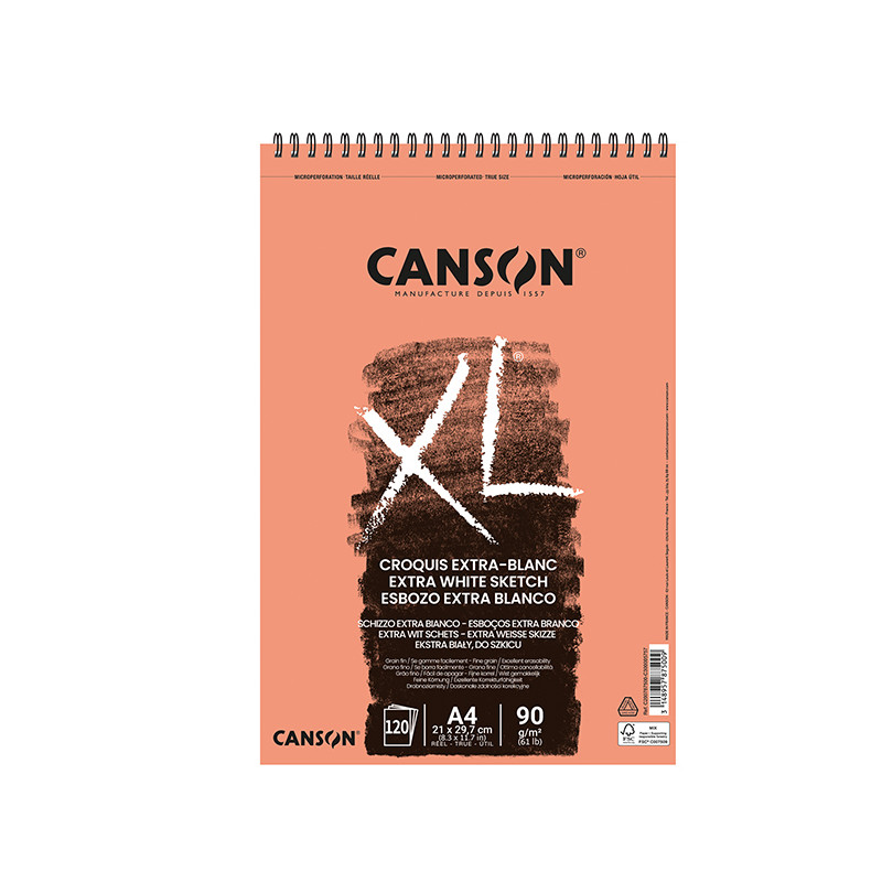 Album spiralato lato corto XL EXTRA WHITE A4 120 fg. 90 gr Canson