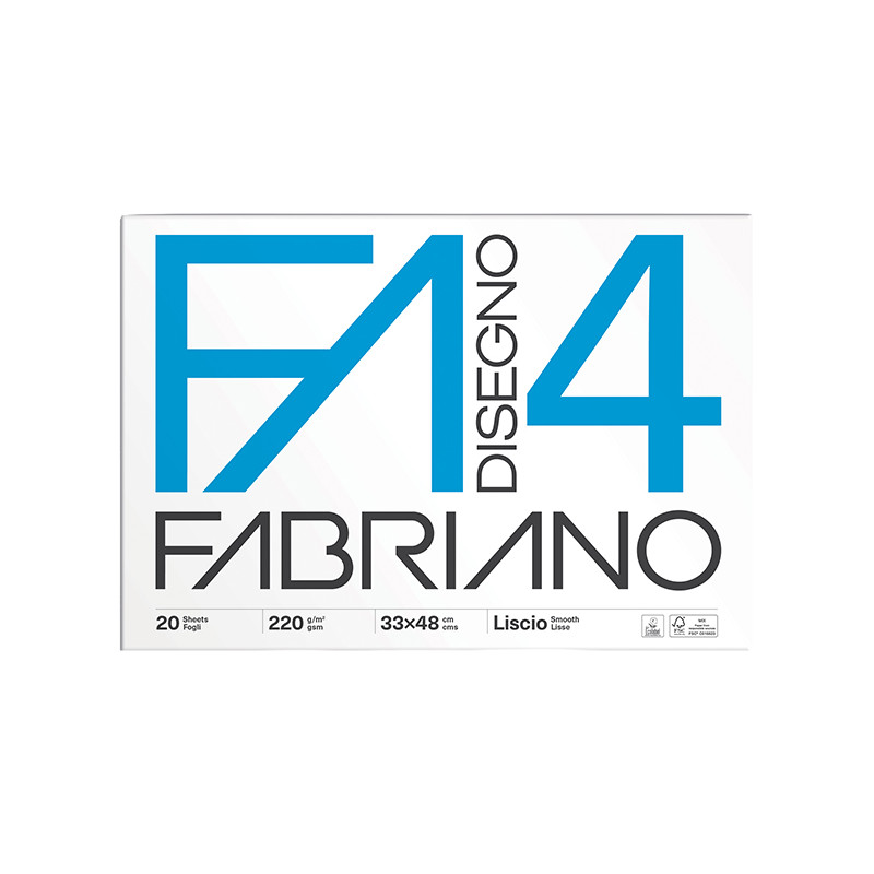 Album da Disegno FABRIANO 4 - Formato 33x48 cm - 20 fogli da 220gr - a 4 Angoli