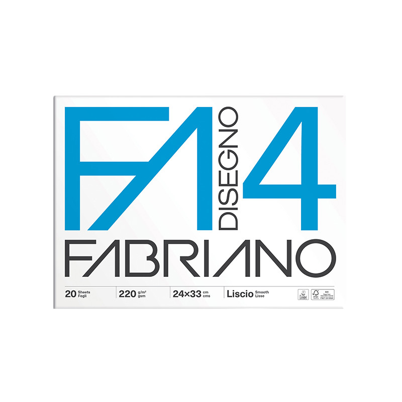 Album da disegno FABRIANO 4 - Formato 24x33 cm - 20 Fogli da 220gr - a 4 Angoli