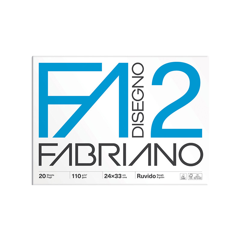 Album da Disegno Fabriano 2 - Formato 24x33 Cm - 20 Fogli da 110gr - a Quattro Angoli