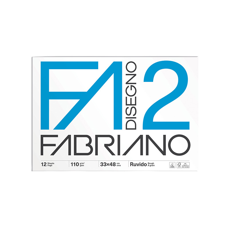 Album da Disegno FABRIANO 2 - Formato 33x48 cm - 12 Fogli da 110gr - Collato Lato Lungo