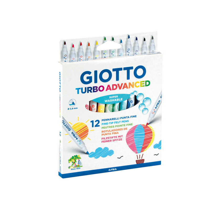 Astuccio 12 Pennarelli Turbo Advanced - Punta 2,8mm - Colori Assortiti