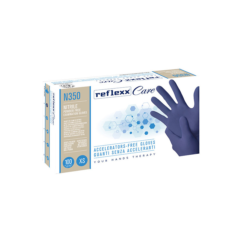 Conf 100 guanti nitrile ipoallergenici N350 - Senza Acceleranti - Blu