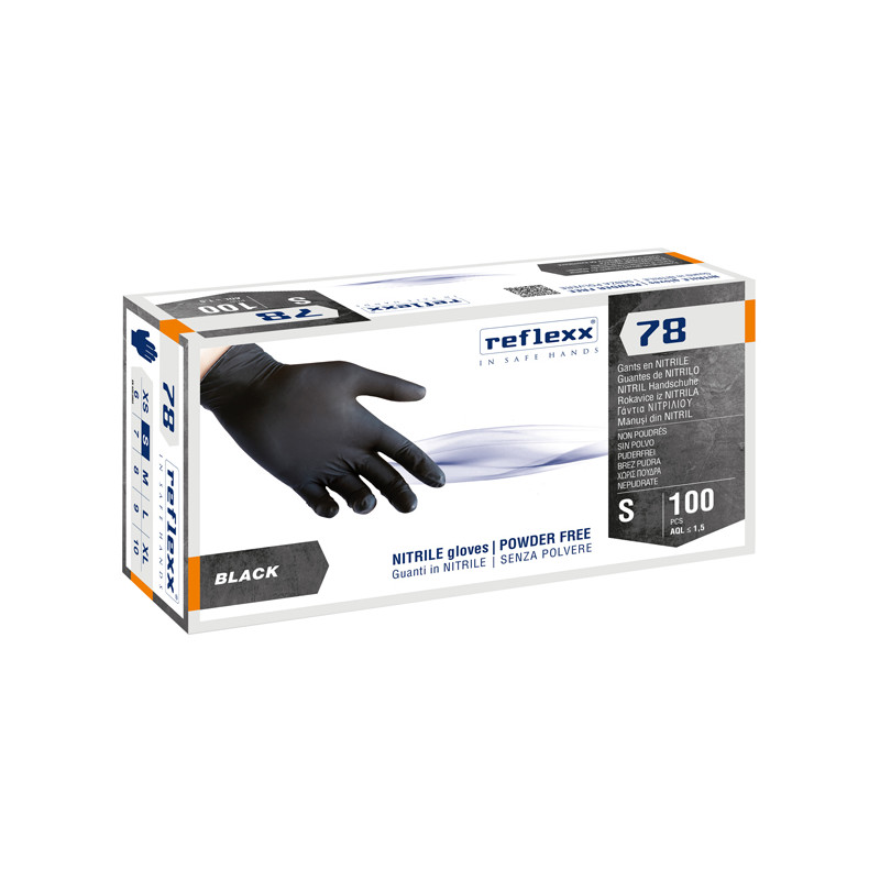 Conf 100 Guanti in nitrile R78 - senza polvere - nero