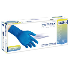 Confezione 50 Guanti in nitrile N65 Plus - Manichetta Extra Long - Senza Polvere - Blu