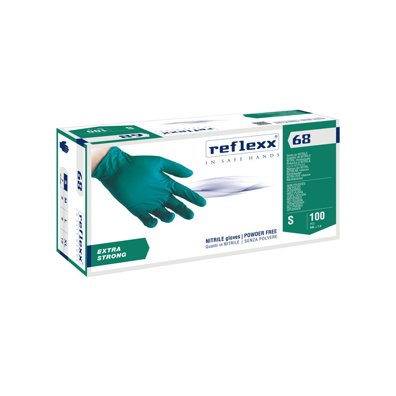 Confezione 100 Guanti in nitrile senza polvere R68 - Verde
