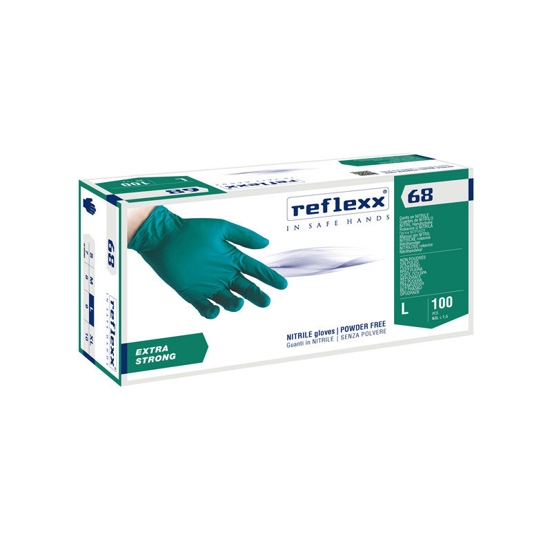 Confezione 100 Guanti in nitrile senza polvere R68 - Verde