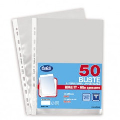 Buste a foratura universale - Polipropilene goffrato - 30x22 cm - alto spessore - conf. 50 pz.