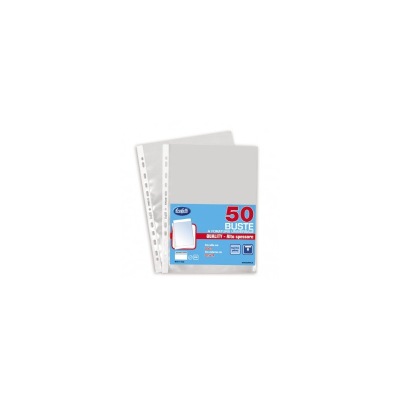 Buste a foratura universale - Polipropilene goffrato - 30x22 cm - alto spessore - conf. 50 pz.