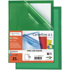 Confezione 25 Cartelline a L Poli 150 Color - A4 - PP - a buccia d'arancia