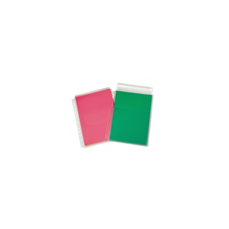 Confezione da 5 Buste con tasca a soffietto e foratura universale - Polipropilene - 31x22 cm - Capacità 200 fogli