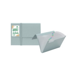 Classificatore a Soffietto 12 Scomparti, Chiusura con Elastico - In Bioplastica e Polipropilene Riciclato.