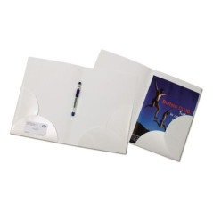 Cartelline con 2 tasche interne - cartoncino lucido - 250 g/mq - 31,5x22 cm - bianco - conf. 10 pz