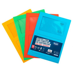 Cartelline con finestra - cartoncino - 140 g/mq - 29,7x21 cm - colori assortiti - 20 pz