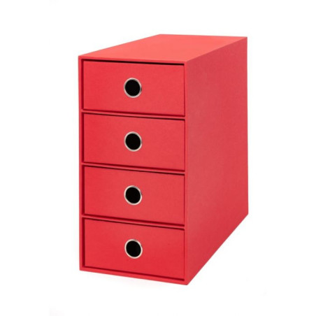 Scatole con 4 Cassetti Living - Colore Rosso - Dimensioni 17,5x25x32 Cm