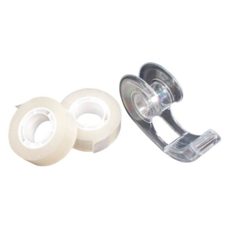 Nastro Adesivo 33 metri x 19mm - Confezione da due rotoli + Dispenser a Chiocciola