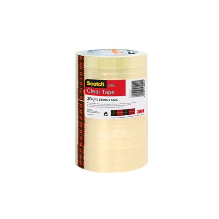 Nastro adesivo 508 - 15 mm x 66 m - PP - trasparente - torre 10 rotoli