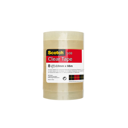 Nastro adesivo 508 - 19 mm x 66 m - PP - trasparente - torre 8 rotoli