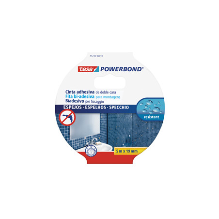 Nastro biadesivo per specchi Tesa Powerbond - 19 mm x 5 m - PE - bianco