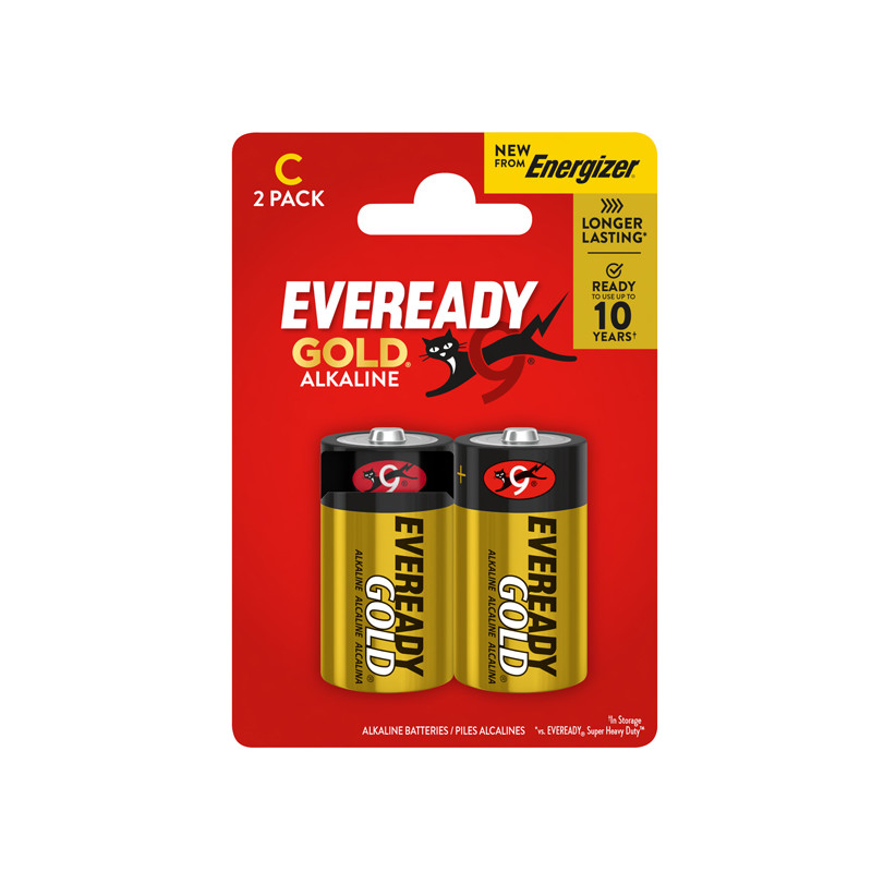 blister 2 Pile Mezzatorcia - C - LR14 - Eveready Gold- alcalina