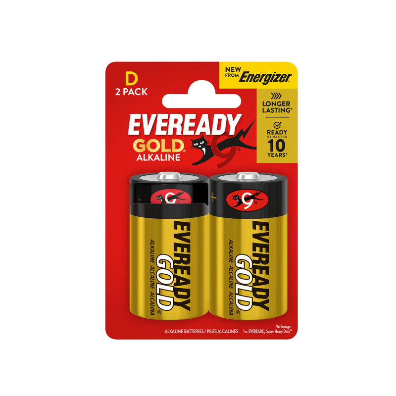 Blister 2 Pile Torcia - D - LR20 -eveready Gold - Alcalina
