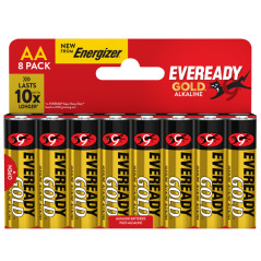 Blister 8 PILE stilo AA - 1,5V - Eveready Gold- alcalina