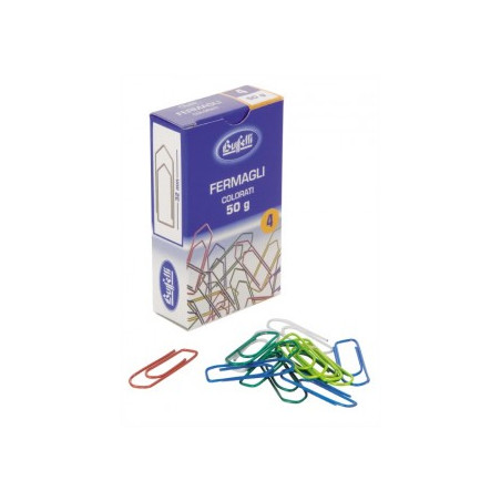 Confezione da 50 gr. Fermagli Zincati Colorati N.4 - 32mm - Colori Assortiti