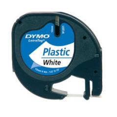 Nastro in Plastica Dymo per Etichettatrice Letratag - 12mmx4m Bianco - Stampa Nero su Fondo in colori diversi
