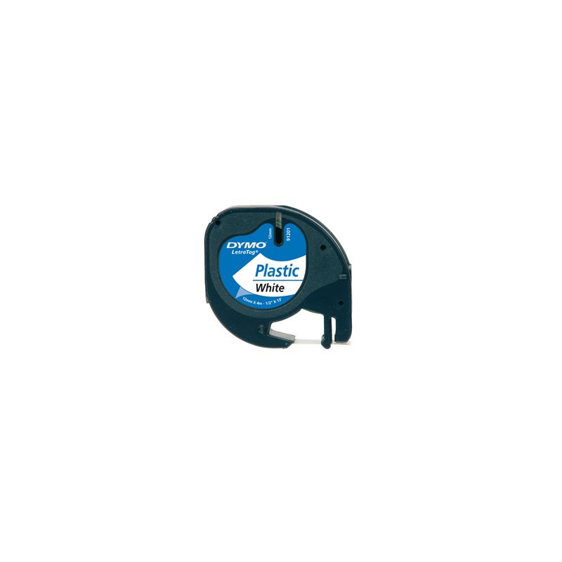 Nastro in Plastica Dymo per Etichettatrice Letratag - 12mmx4m Bianco - Stampa Nero su Fondo in colori diversi