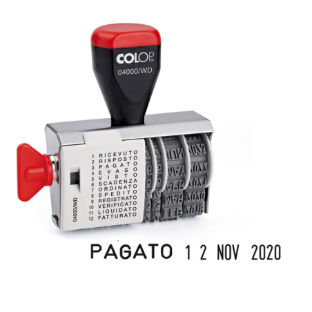 Timbro 04000/WD datario + Polinomio - 12 diciture - 4 mm