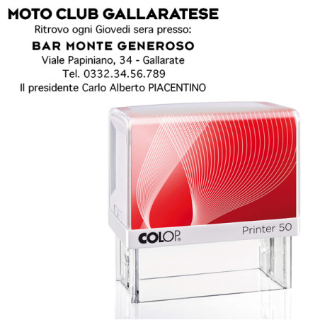 Timbro Printer 50 - 30 x 69 mm - Personalizzabile su 7 righe - autoinchiostrante - nero