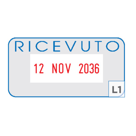 Timbro S260/L1 autoinchiostrante Bicolore - Datario + Dicitura Personalizzata - 4 mm -