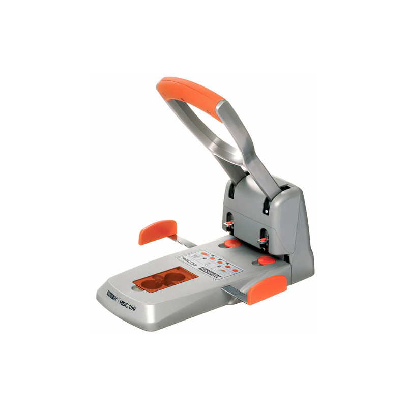 Perforatore HDC150 - max 150 fogli - 2 fori - passo 8 cm - grigio/arancio