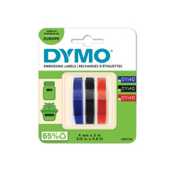 Blister 3 Nastri a Rilievo 9mmx3m - Colori nero, rosso e blu
