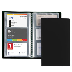 Porta biglietti da visita - 20 buste con 3 tasche ciascuna - 12,5x20,5 cm - nero