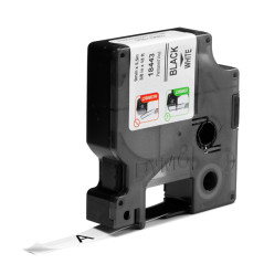 Nastro Rhino - 9 mm x 5,5 mt - vinile - permanente - nero/bianco