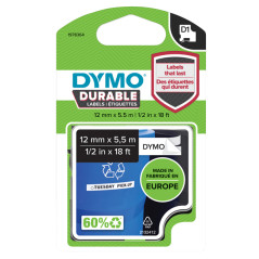 Nastro D1 Durable 1978364 - 12 mm x 5,5 mt - vinile - nero/bianco