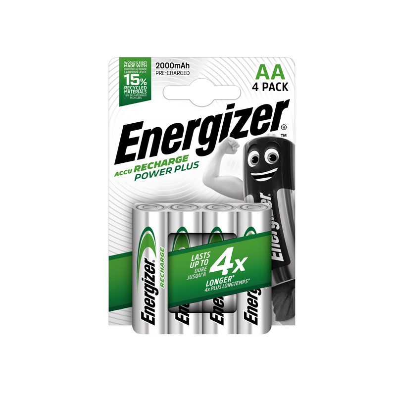 Blister 4 Pile Ricaricabili AA - 1,2V - Energizer Power Plus