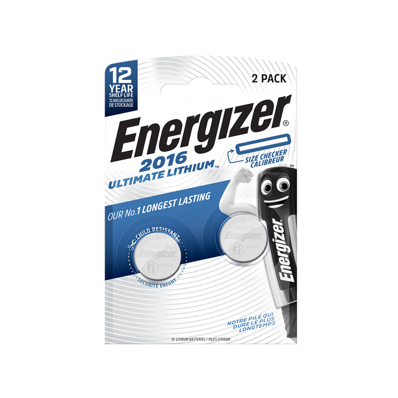 Blister 2 Micropile CR2016 - 3V - a pastiglia - Ultimate Lithium