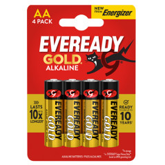 Blister 4 Pile stilo AA - 1,5V - Eveready Gold- alcalina