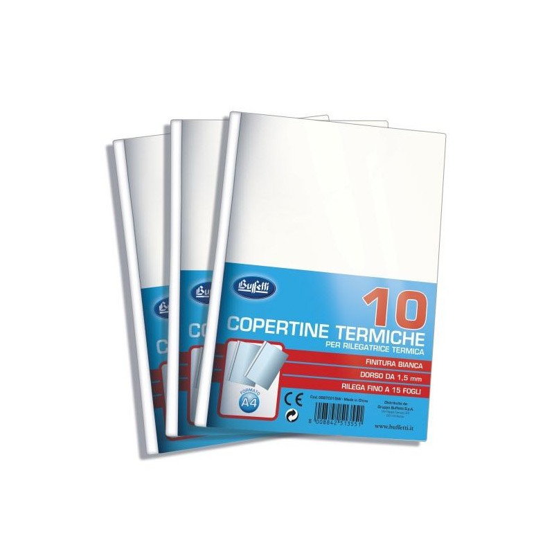 Confezione da 10 copertine per rilegatura termica - Fronte Trasparente e Fondo Bianco