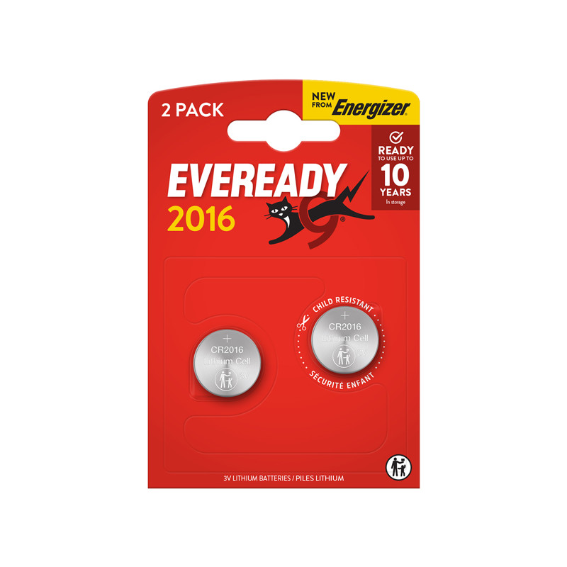 blister 2 pezzi Micropila Eveready Lithium CR2016 - 3V - a pastiglia - litio