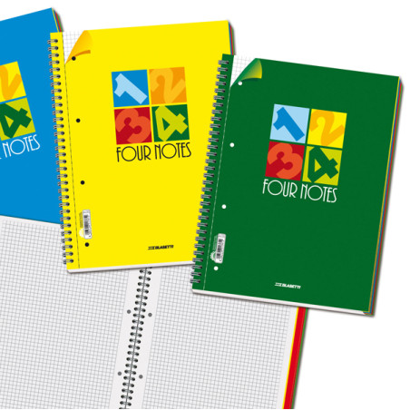 Blocco spirale Four Notes - 5mm - Formato 222 x 297mm - 120 Fogli da 70gr