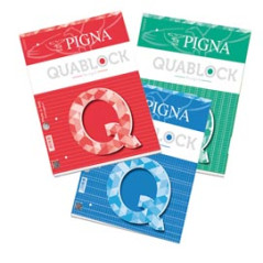 Blocco collato Formato A4 Quablock Original - 50 Fogli da 80gr/mq con 4 Fori - Varie Rigature