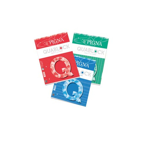 Blocco collato Formato A4 Quablock Original - 50 Fogli da 80gr/mq con 4 Fori - Varie Rigature
