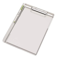 Tavoletta portablocco con molla - plastica rigida trasparente - alloggio portapenne - 29,7x21 cm