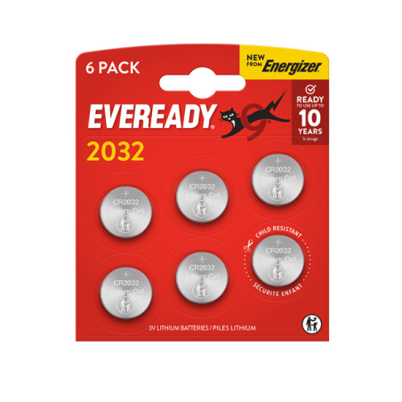 Blister 6 Micropila Eveready Lithium CR2032 - 3V - a pastiglia - litio