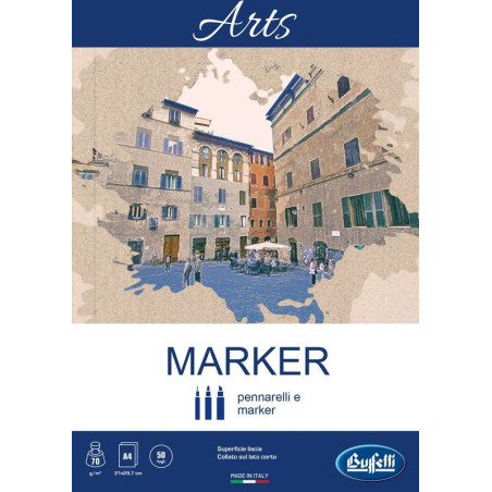 Blocco Marker linea ARTS - collato - Formato 21x29,7 cm - extra liscio - 50 fogli da 70 g