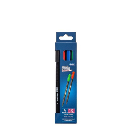 Set 4 Pennarelli punta in feltro da 1 mm - nero, blu, rosso, verde